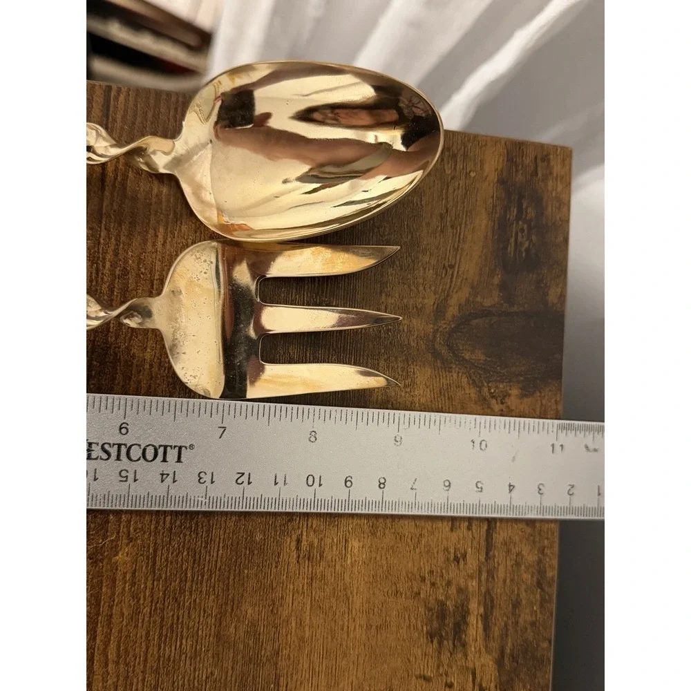 Vintage Siam Bronze Salad Serving Set Thailand Yap Kui Kee Boxed